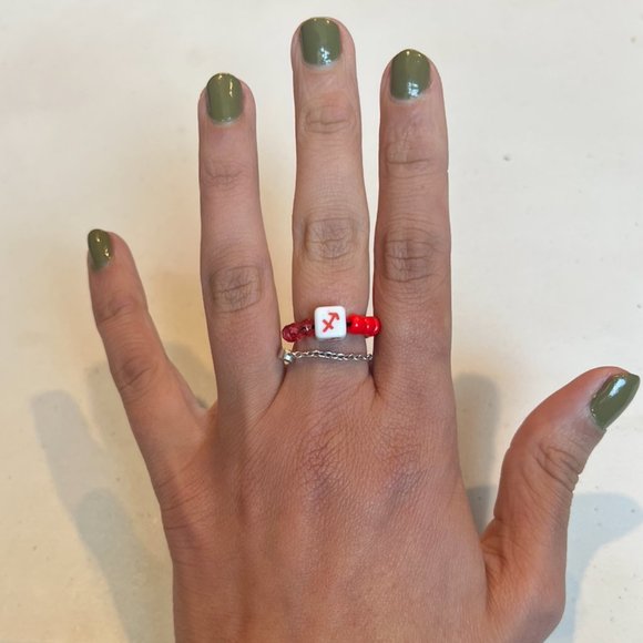 "SAGITTARIUS" HOROSCOPE RED BEADED RING (ONE SIZE) - Picture 2 of 2